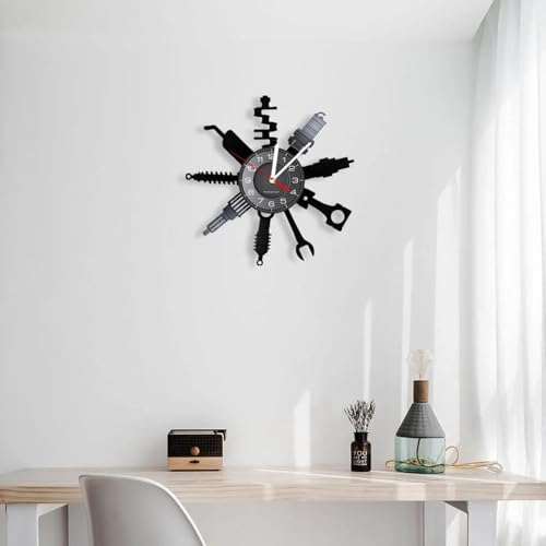 Auto Repair Shop Modern Decorative Silent Non Ticking Analog Wall Clock