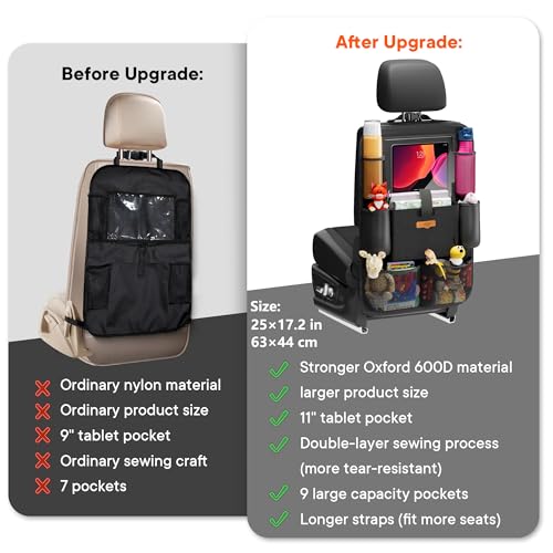 Car Organizer with 11-inch Tablet Holder - Car Seat Protector for Road Trips (1 Pack) - CarsBling - Best Car Gifts & Accessories