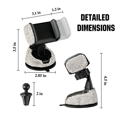 Bling Cell Phone Holder for Car - White - CarsBling - Best Car Gifts & Accessories