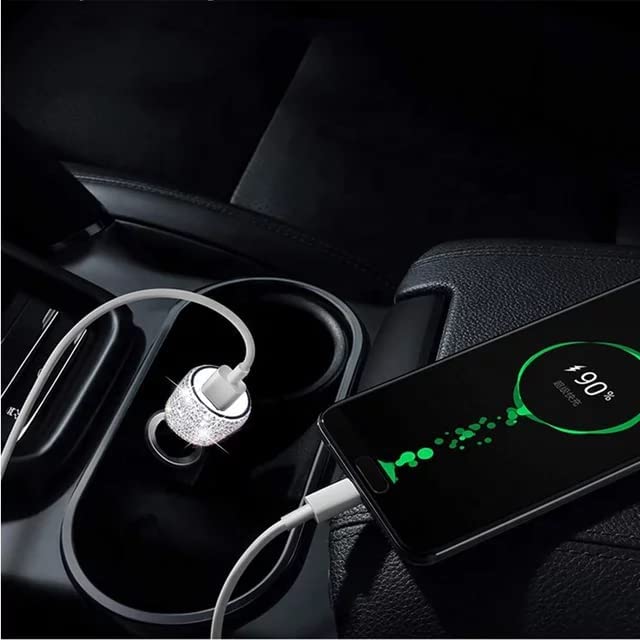 Dual USB Car Charger Handmade Rhinestones Crystal Car Decor - CarsBling - Best Car Gifts & Accessories