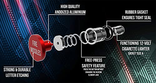 Fire Missiles Button Car Cigarette Lighter by Citadel Black - CarsBling - Best Car Gifts & Accessories