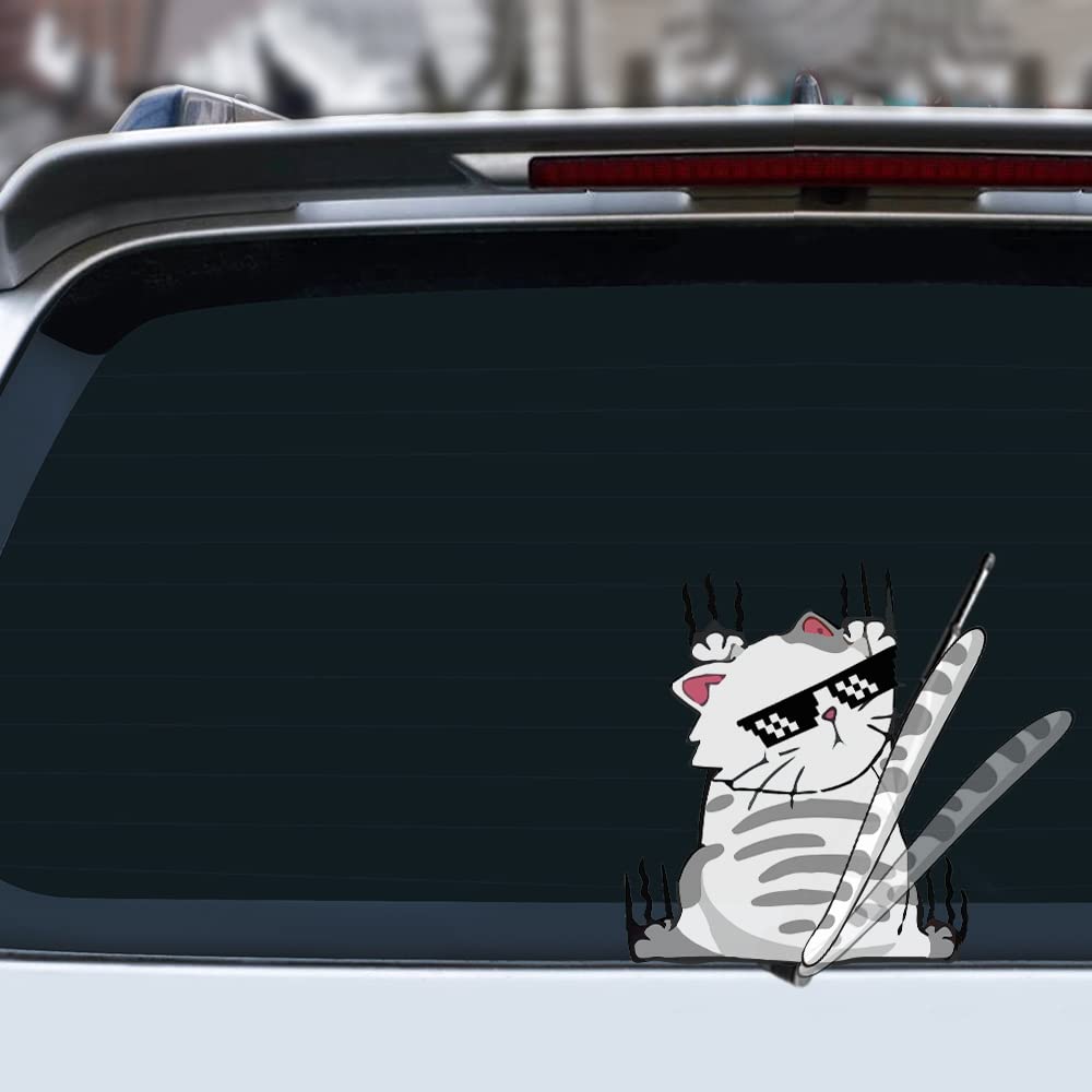 Cute Cat Rear Wiper Sticker Double-Sided Printed Cat Car Sticker - CarsBling - Best Car Gifts & Accessories