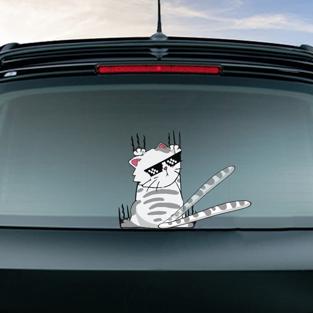 Cute Cat Rear Wiper Sticker Double-Sided Printed Cat Car Sticker - CarsBling - Best Car Gifts & Accessories