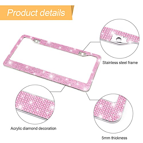 Bling Car License Plate Frame, Handcrafted Crystal Stainless Steel - CarsBling - Best Car Gifts & Accessories