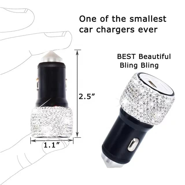 Dual USB Car Charger Handmade Rhinestones Crystal Car Decor - CarsBling - Best Car Gifts & Accessories