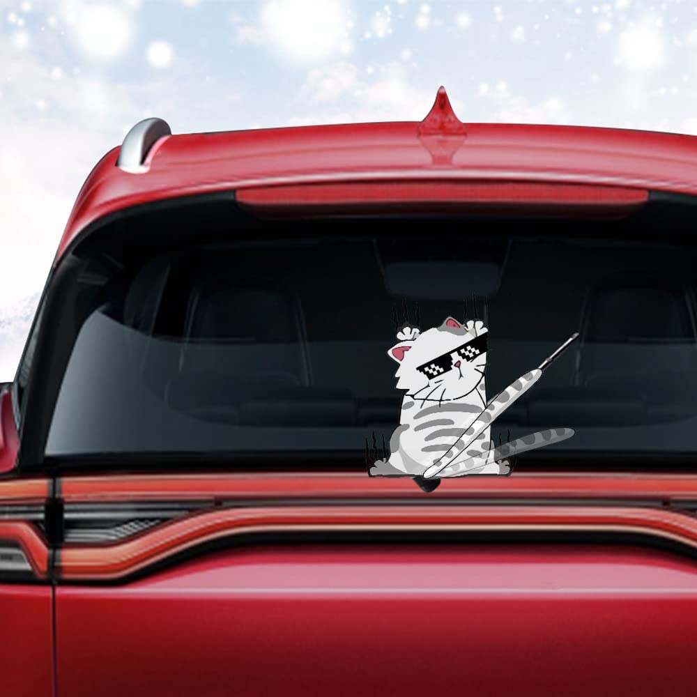 Cute Cat Rear Wiper Sticker Double-Sided Printed Cat Car Sticker - CarsBling - Best Car Gifts & Accessories