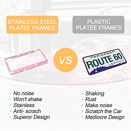 Bling Car License Plate Frame, Handcrafted Crystal Stainless Steel - CarsBling - Best Car Gifts & Accessories
