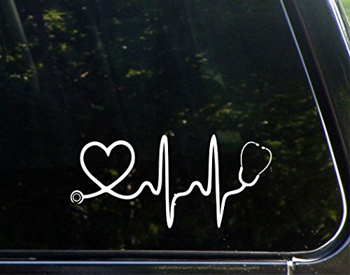 Stethoscope Big Heart Vinyl Die Cut Decal/Bumper Sticker - CarsBling - Best Car Gifts & Accessories