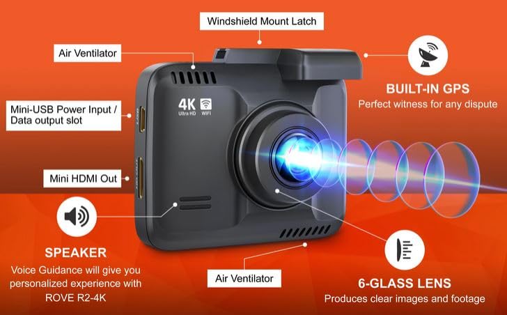 R2-4K Dash Cam Built-in WiFi GPS Car Dashboard Camera Recorder - CarsBling - Best Car Gifts & Accessories