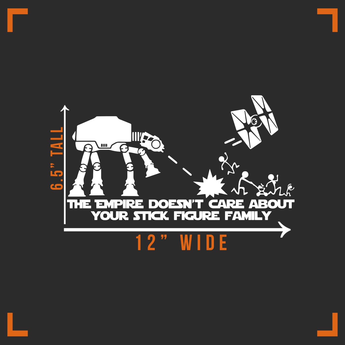The Empire Doesn't Care About Your Stick Figure Family Decal Vinyl Sticker Auto Car Truck Wall Laptop | White | 12" x 6.5" - CarsBling - Best Car Gifts & Accessories