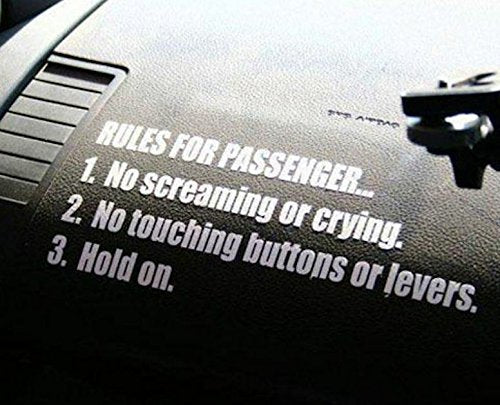 Rules for Car Passenger Vinyl Decal Sticker - CarsBling - Best Car Gifts & Accessories