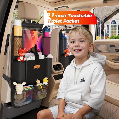 Car Organizer with 11-inch Tablet Holder - Car Seat Protector for Road Trips (1 Pack) - CarsBling - Best Car Gifts & Accessories