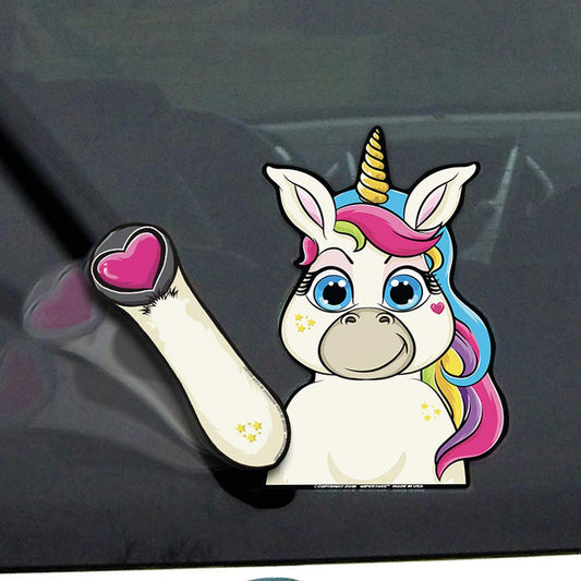 Waving Unicorn WiperTags with Decal for Rear Wipers - CarsBling - Best Car Gifts & Accessories