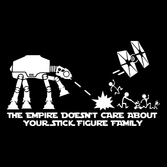 The Empire Doesn't Care About Your Stick Figure Family Decal Vinyl Sticker Auto Car Truck Wall Laptop | White | 12" x 6.5" - CarsBling - Best Car Gifts & Accessories