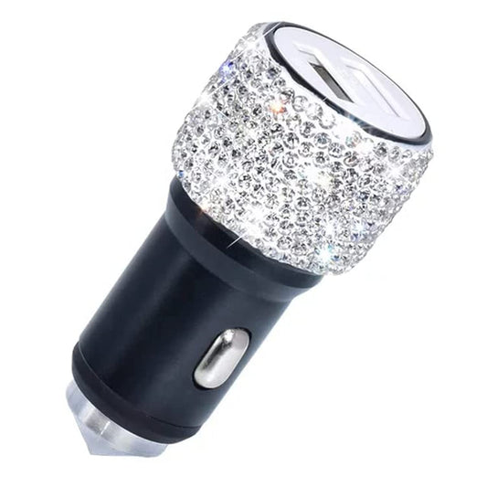 Dual USB Car Charger Handmade Rhinestones Crystal Car Decor - CarsBling - Best Car Gifts & Accessories