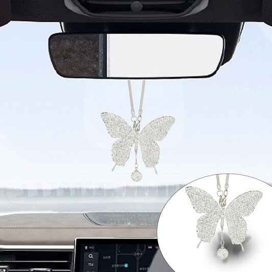 Sparkling Butterfly Rearview Mirror Pendant