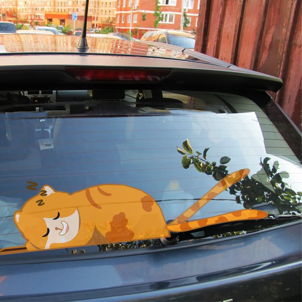 Sleeping Cat Wiper Blade Styling: Adorable Windshield Decor for Your SUV - CarsBling - Best Car Gifts & Accessories