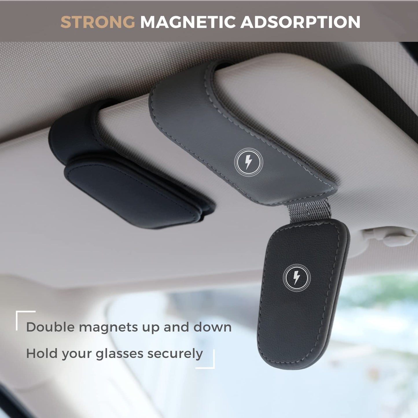 Magnetic Leather Sunglass Holder for Car Sun Visor - CarsBling - Best Car Gifts & Accessories