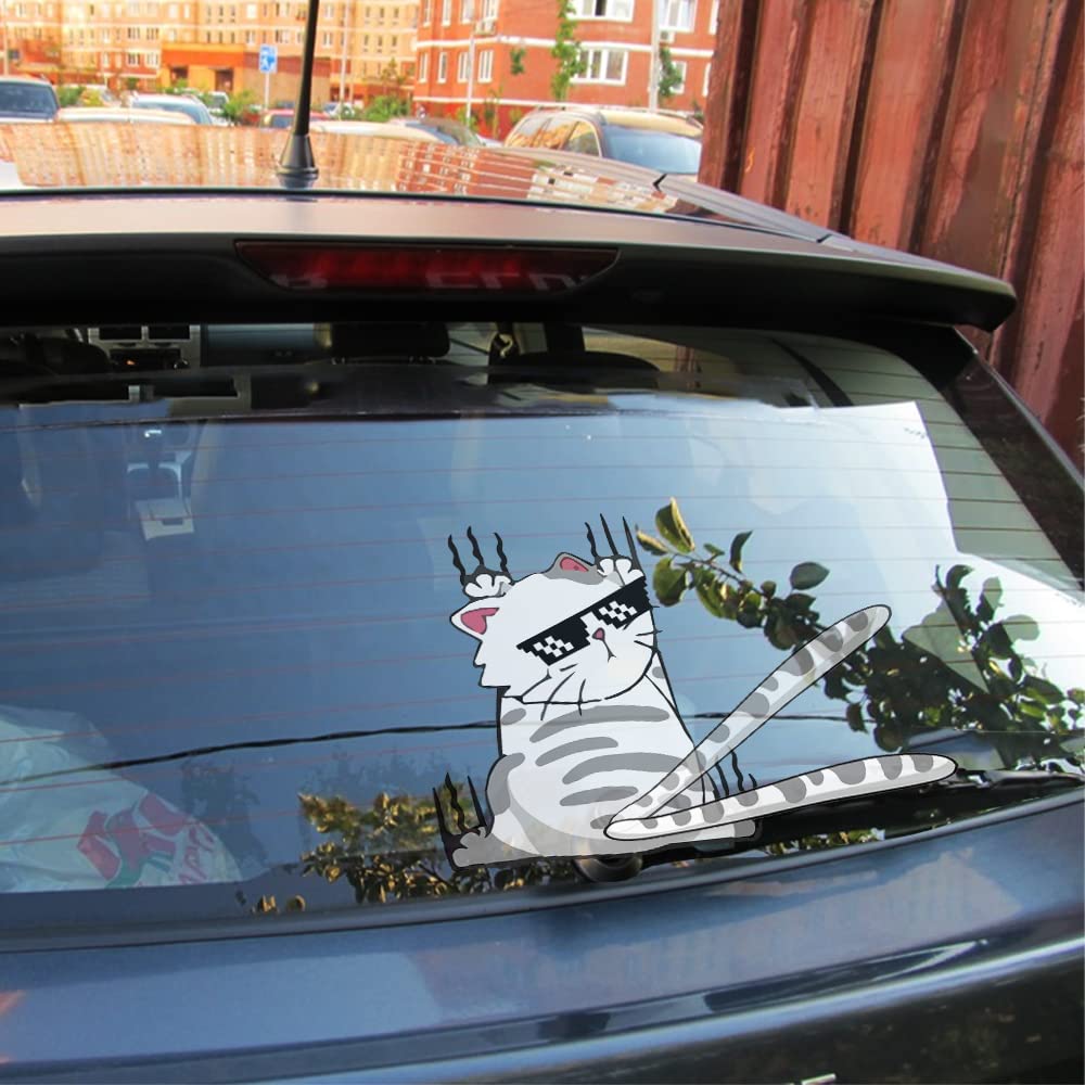 Cute Cat Rear Wiper Sticker Double-Sided Printed Cat Car Sticker - CarsBling - Best Car Gifts & Accessories