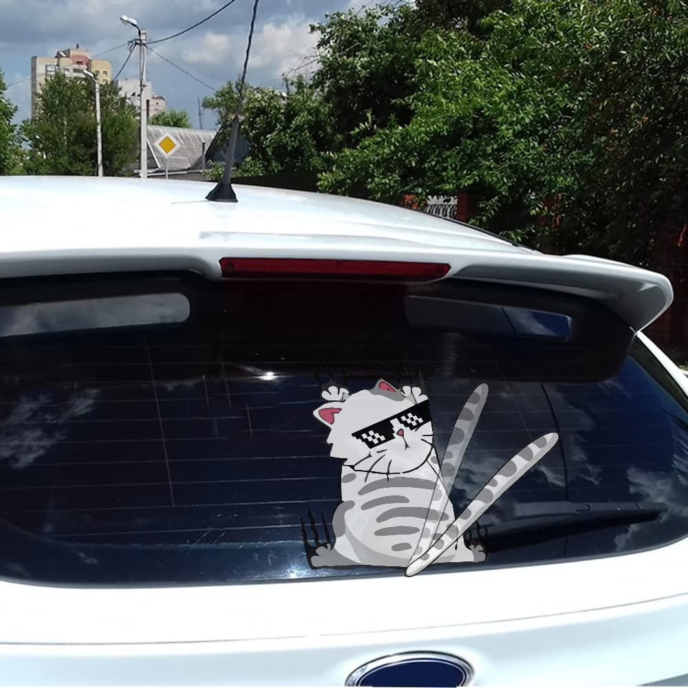 Cute Cat Rear Wiper Sticker Double-Sided Printed Cat Car Sticker - CarsBling - Best Car Gifts & Accessories