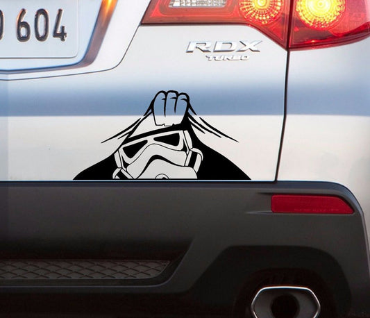 Peeking Stormtrooper Car Sticker - CarsBling - Best Car Gifts & Accessories