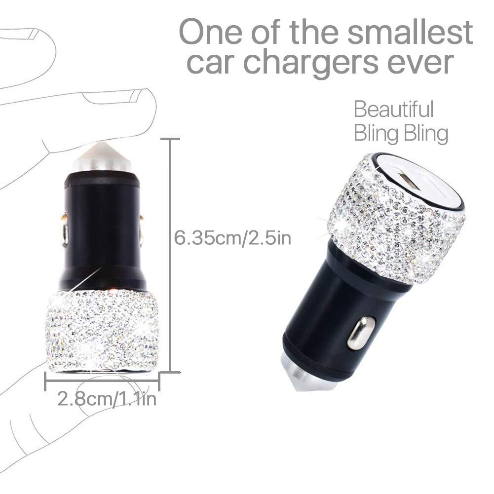 Dual USB Car Charger Handmade Rhinestones Crystal Car Decor - CarsBling - Best Car Gifts & Accessories