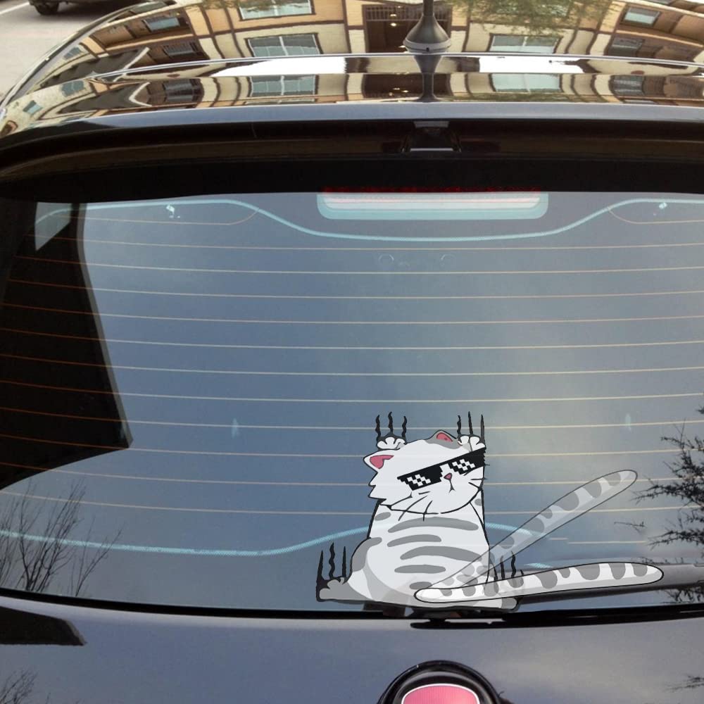 Cute Cat Rear Wiper Sticker Double-Sided Printed Cat Car Sticker - CarsBling - Best Car Gifts & Accessories