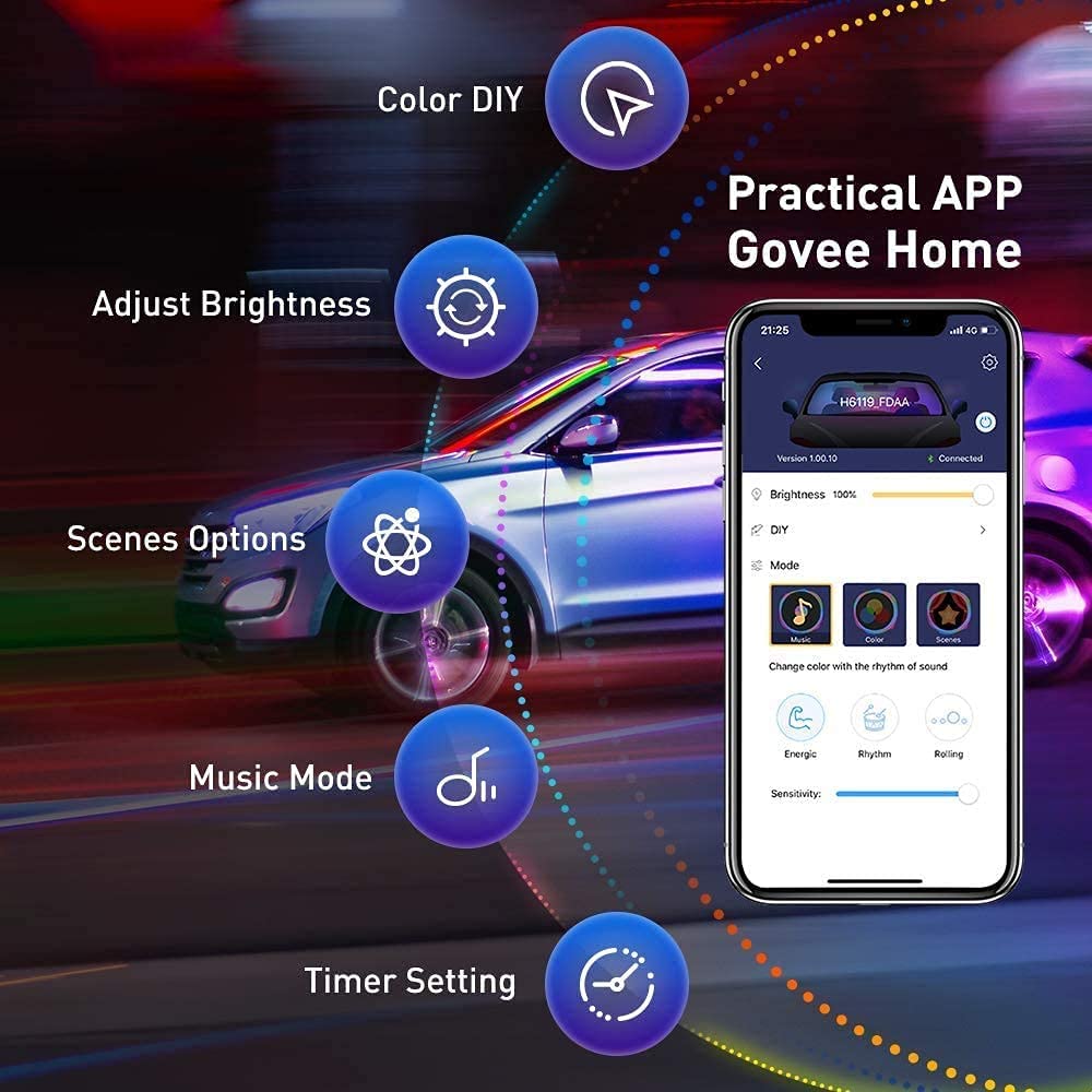Interior RGBIC Car Lights with Smart App Control - CarsBling - Best Car Gifts & Accessories