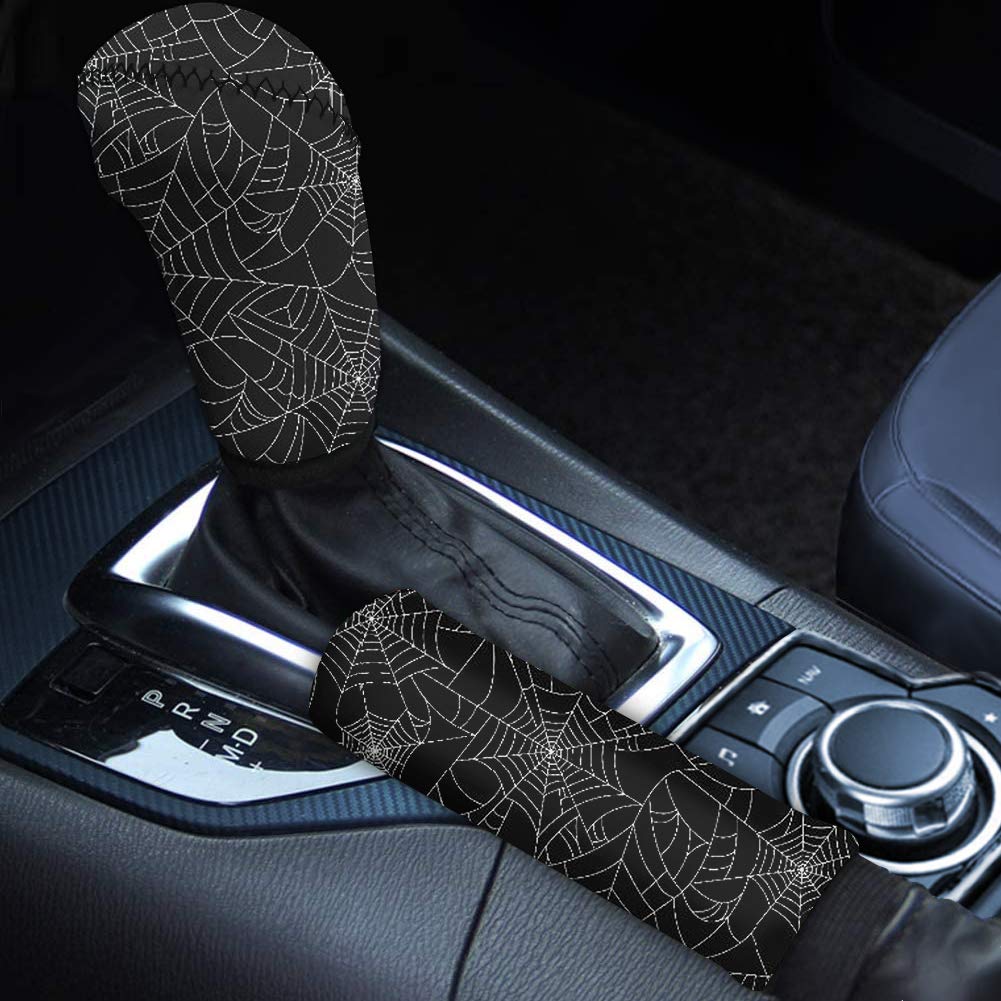 Cobweb Spider Web Prints Handbrake Cover Gear Shift Knob Cover Set - CarsBling - Best Car Gifts & Accessories