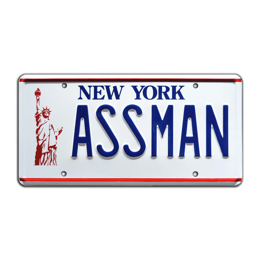 Cosmo Kramer "Assman" Metal Stamped License Plate - CarsBling - Best Car Gifts & Accessories