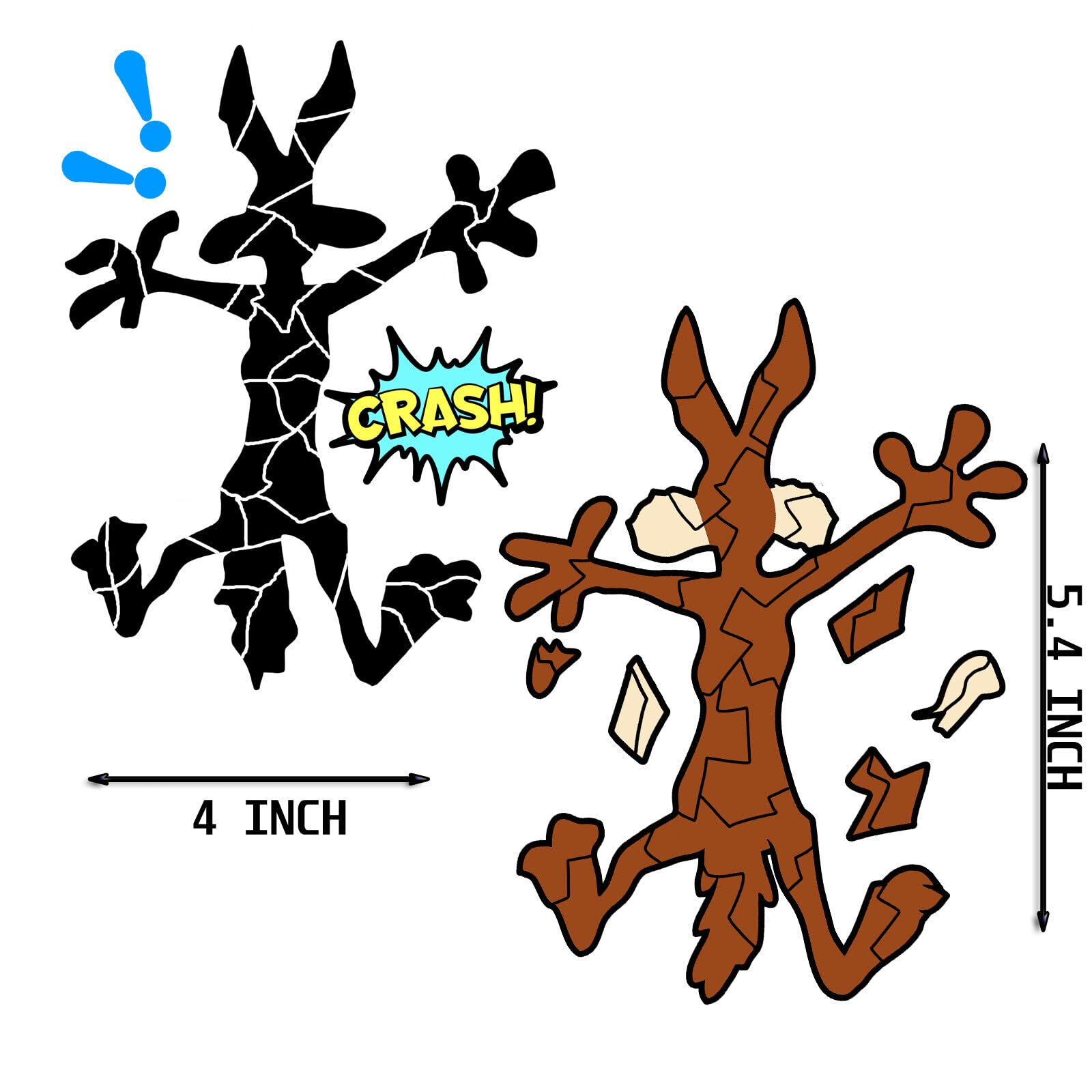 Scratch and Dent Fix Car Stickers - Funny Cartoon Coyote Splash Into Pieces - CarsBling - Best Car Gifts & Accessories