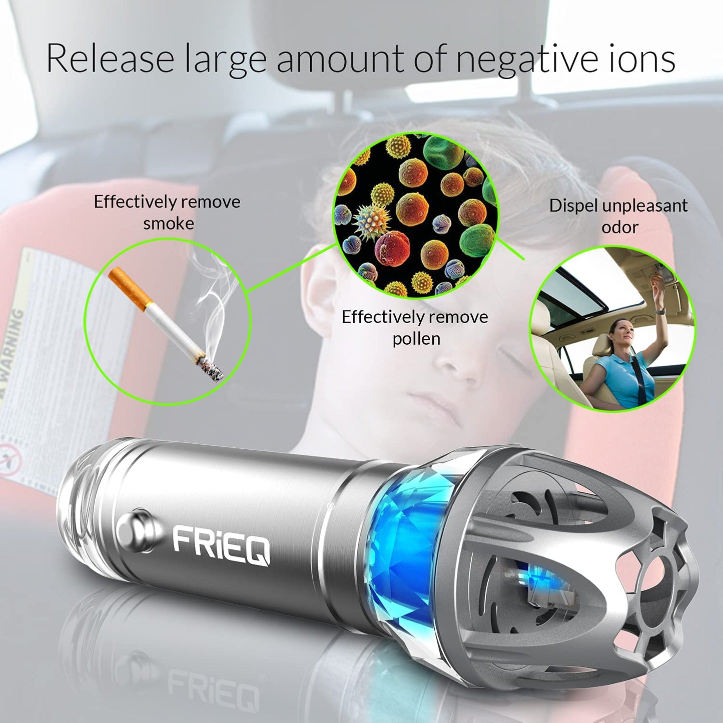 FRiEQ Car Air Purifier and Ionic Air Purifier - CarsBling - Best Car Gifts & Accessories