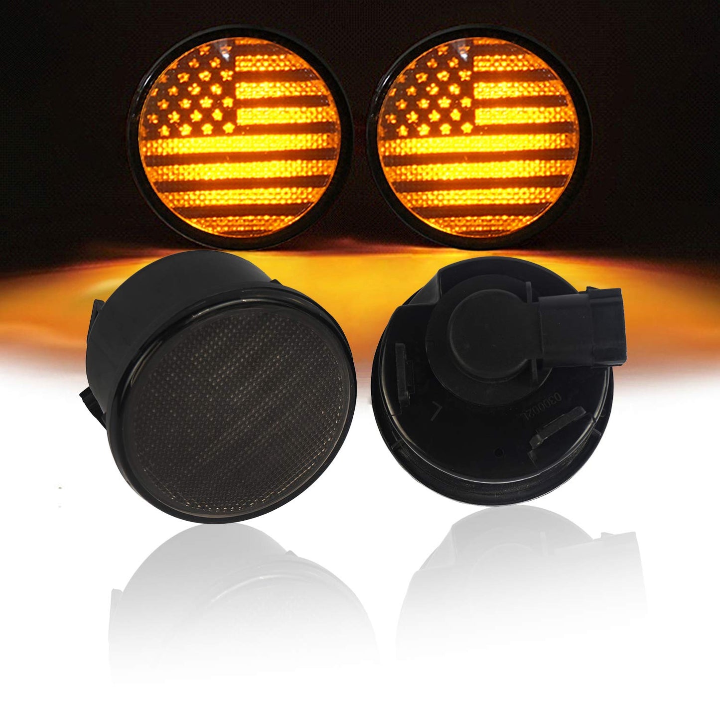 u-Box Wrangler JK US Flag Imaged LED Turn Signal Front Lights: Illuminate Your Path with Patriotism - CarsBling - Best Car Gifts & Accessories
