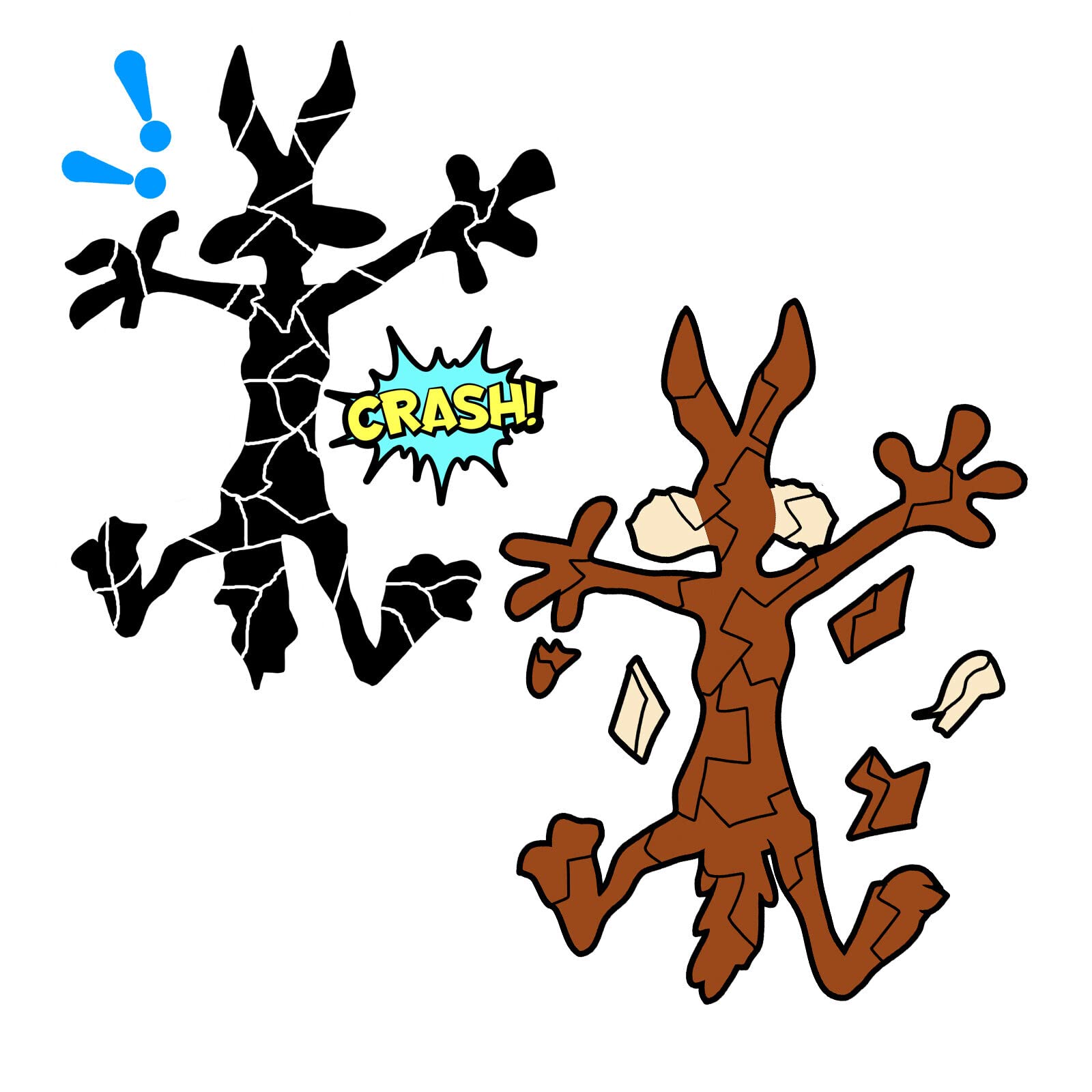 Scratch and Dent Fix Car Stickers - Funny Cartoon Coyote Splash Into Pieces - CarsBling - Best Car Gifts & Accessories