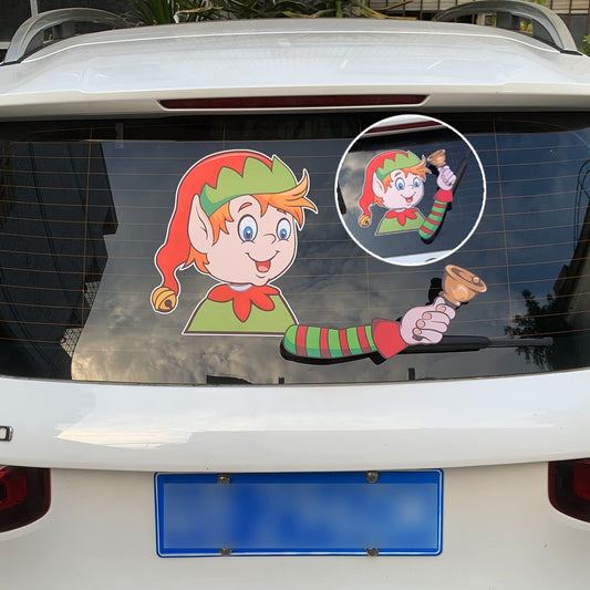 Christmas Elf Rear Wiper Sticker, Reusable Rear Windshield Wiper Decal - CarsBling - Best Car Gifts & Accessories