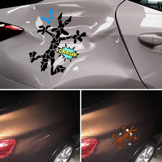 Scratch and Dent Fix Car Stickers - Funny Cartoon Coyote Splash Into Pieces - CarsBling - Best Car Gifts & Accessories