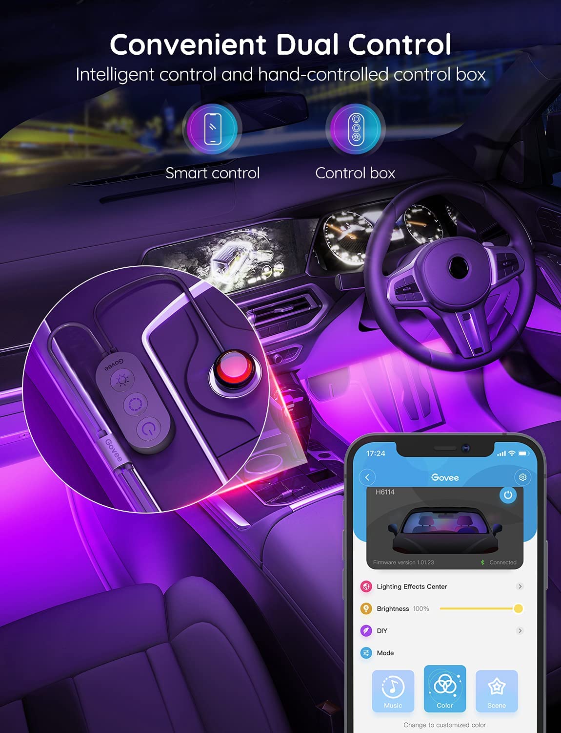 Car LED Lights with App Control, RGB Interior Lights - CarsBling - Best Car Gifts & Accessories