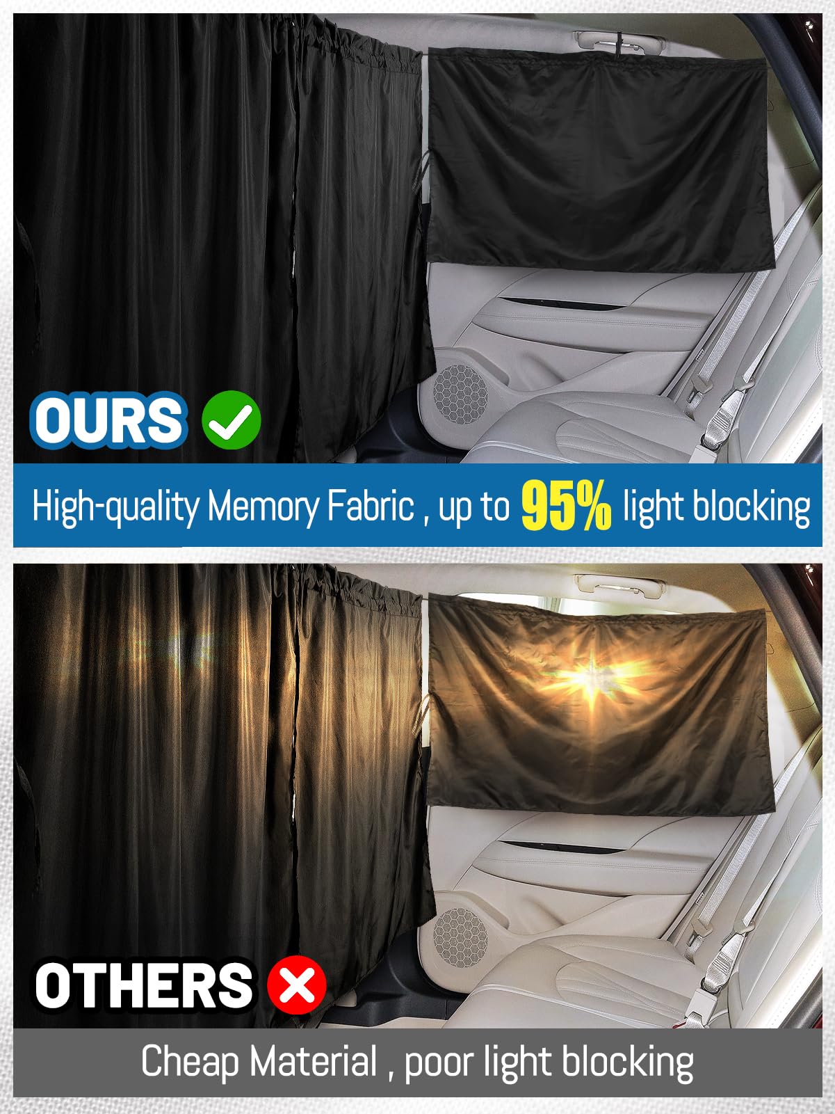 Car Privacy Curtains - 95% Light Blocking - CarsBling - Best Car Gifts & Accessories