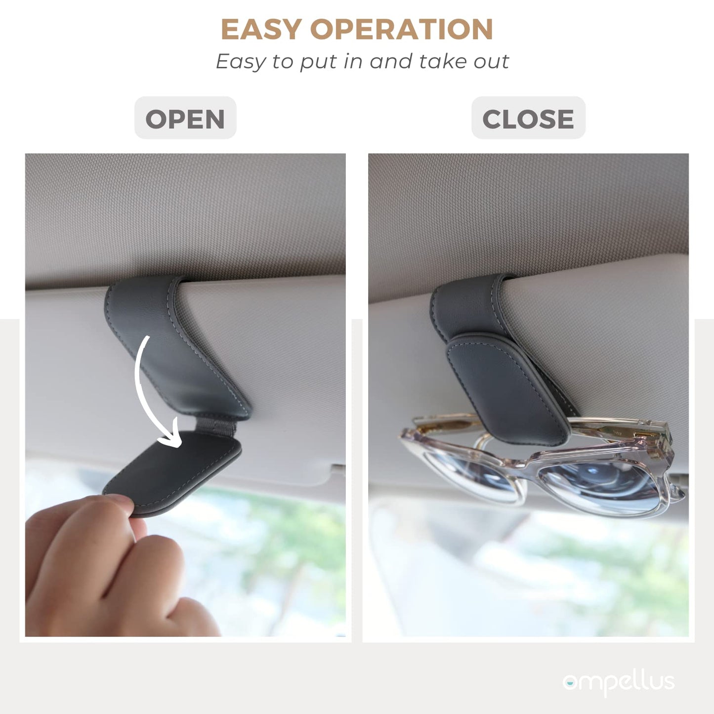 Magnetic Leather Sunglass Holder for Car Sun Visor - CarsBling - Best Car Gifts & Accessories