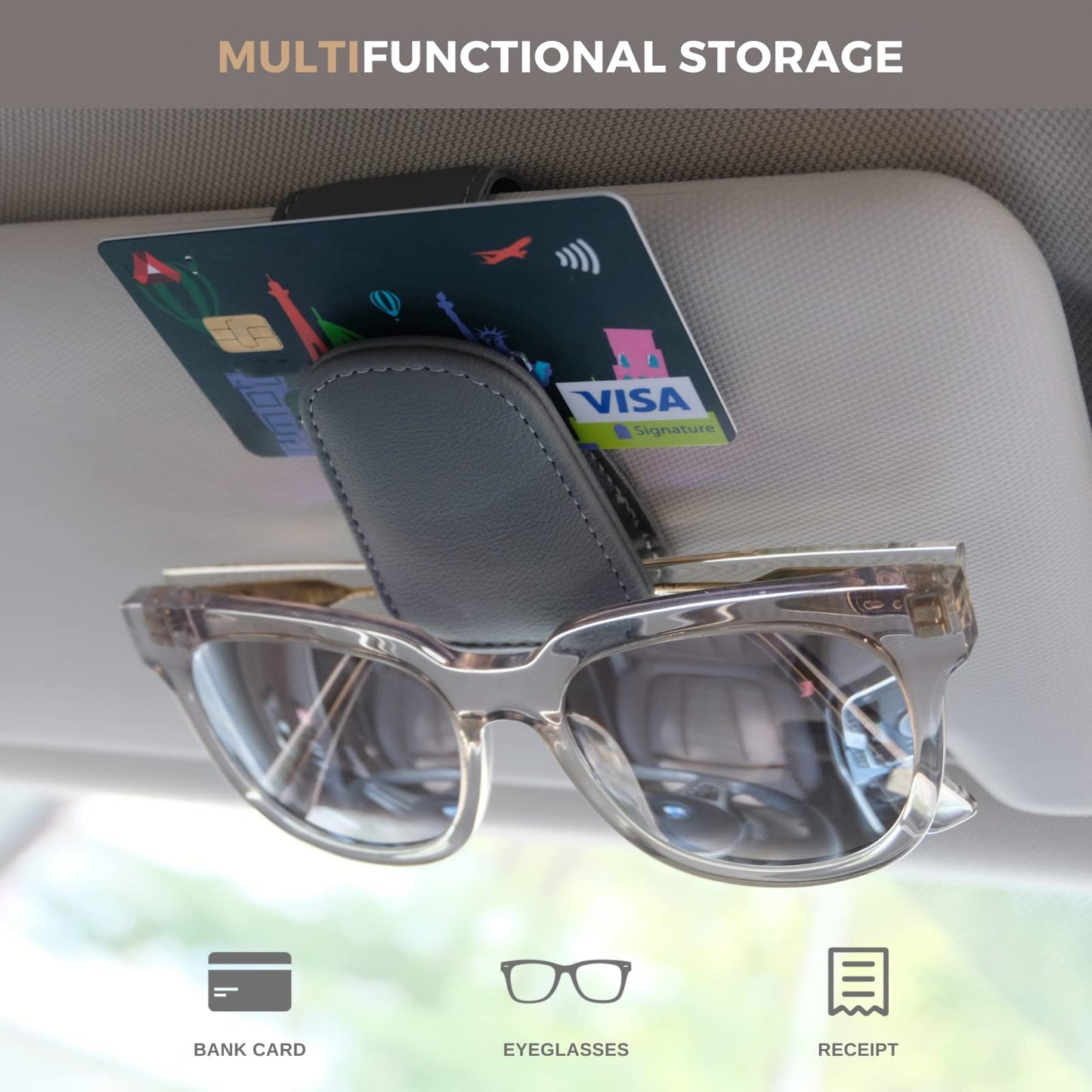 Magnetic Leather Sunglass Holder for Car Sun Visor - CarsBling - Best Car Gifts & Accessories