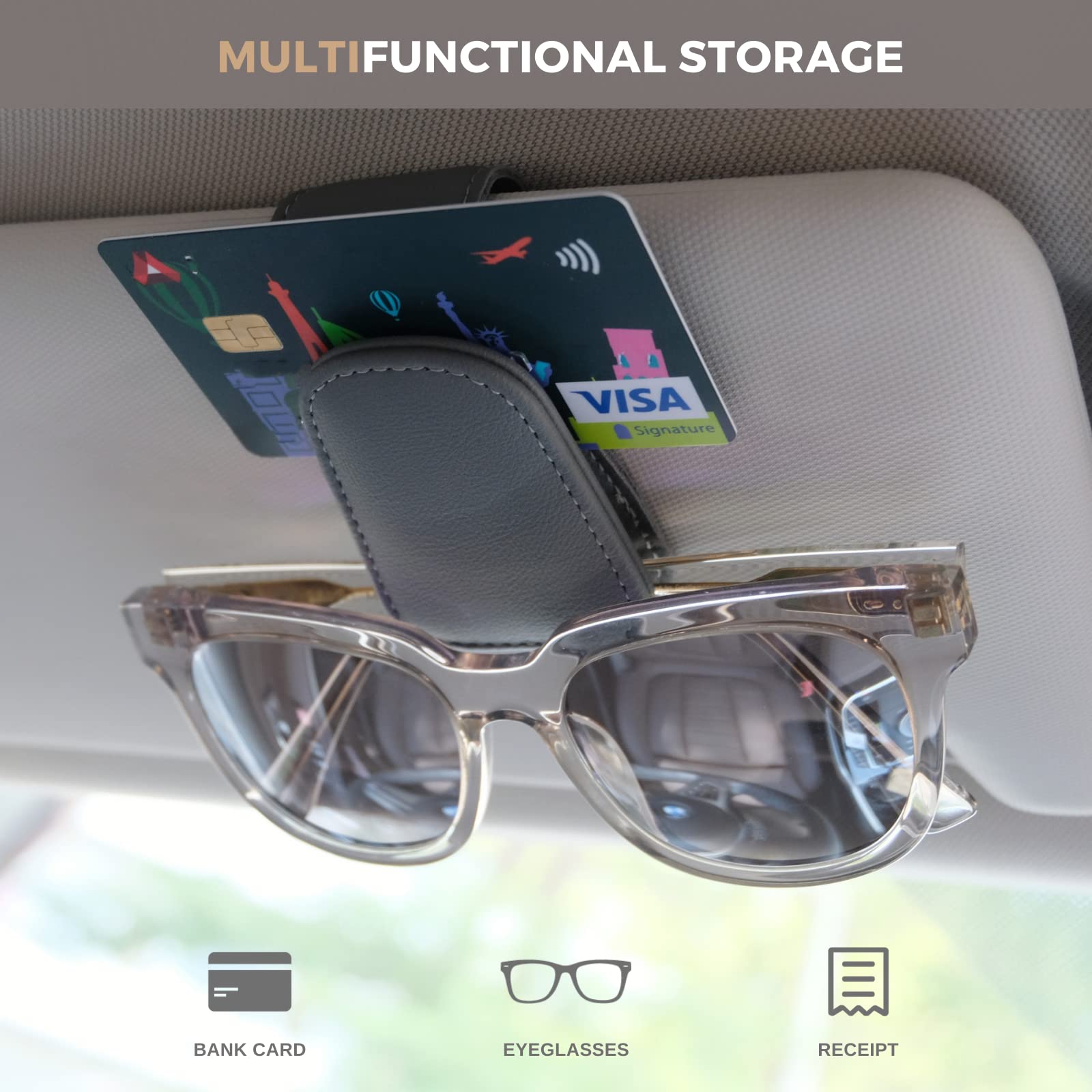 Magnetic Leather Sunglass Holder for Car Sun Visor - CarsBling - Best Car Gifts & Accessories