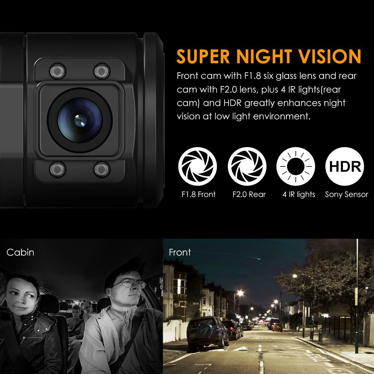 Vantrue N2 Pro Uber Dual Dash Cam Infrared Night Vision - CarsBling - Best Car Gifts & Accessories