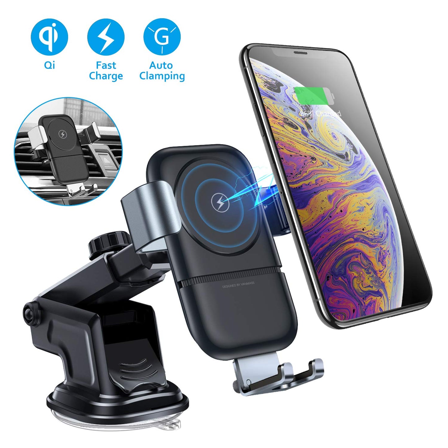 VANMASS Car Mount Wireless Charger: Keep Your Phone Powered Up on the Go - CarsBling - Best Car Gifts & Accessories