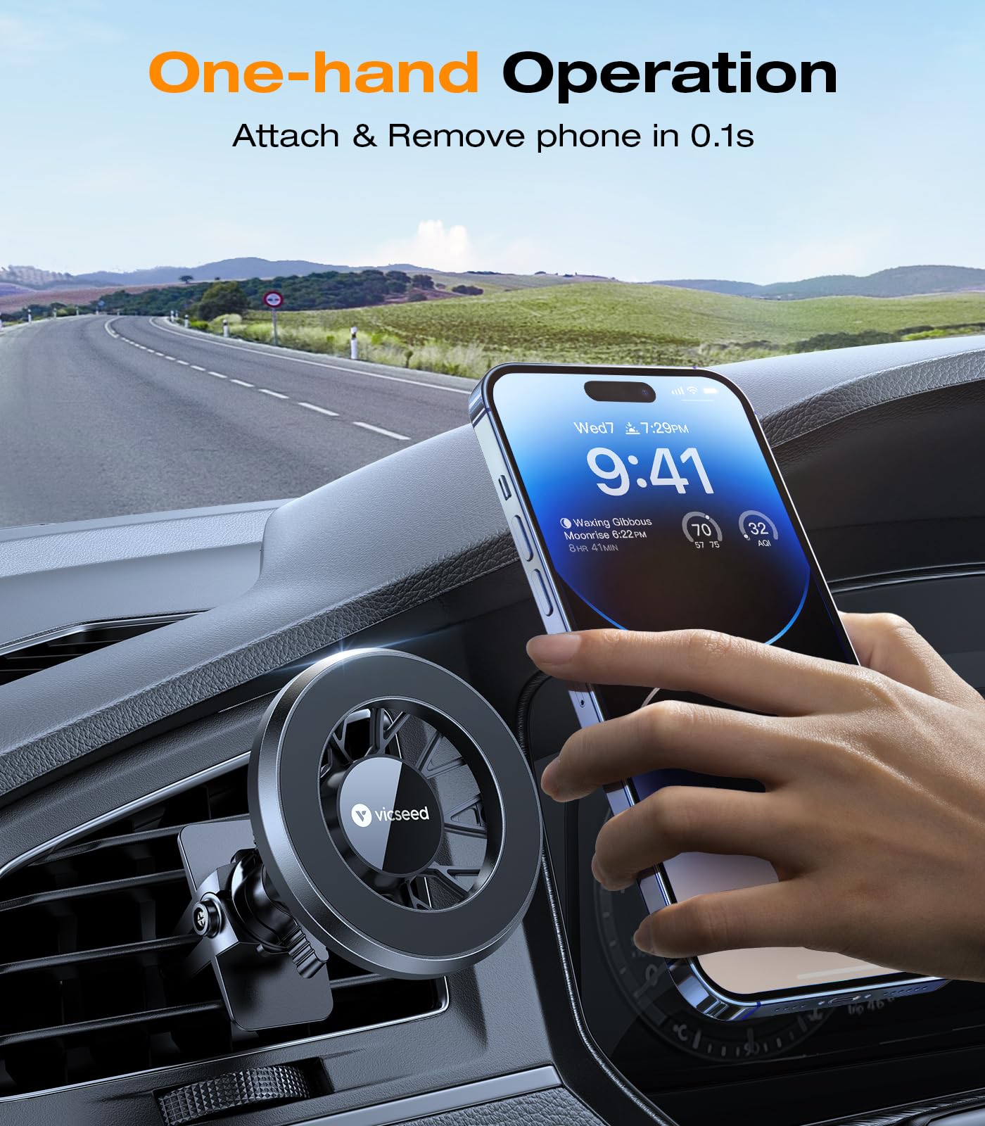 VICSEED MagSafe Car Mount: Strong Magnetic Holder for Hands-Free Phone Use - CarsBling - Best Car Gifts & Accessories