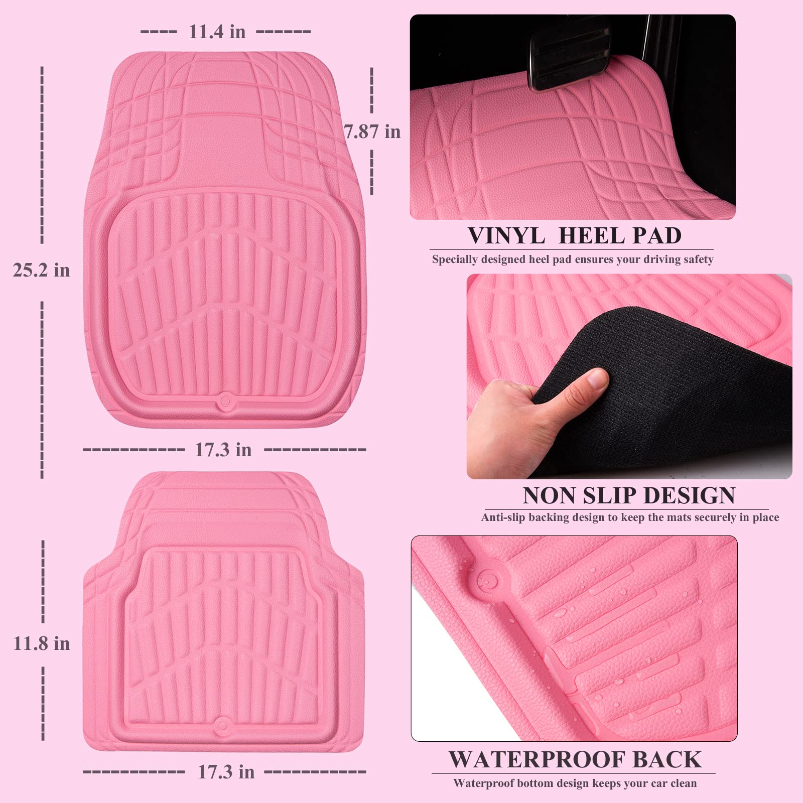 Leather Car Floor Mats, Waterproof All-Weather, Full Set - CarsBling - Best Car Gifts & Accessories