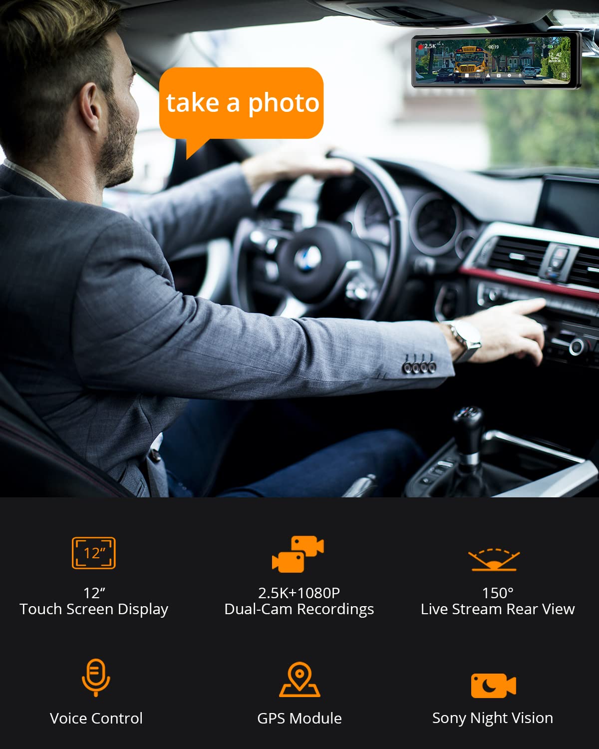 Mirror Dash Cam with Voice Control - CarsBling - Best Car Gifts & Accessories