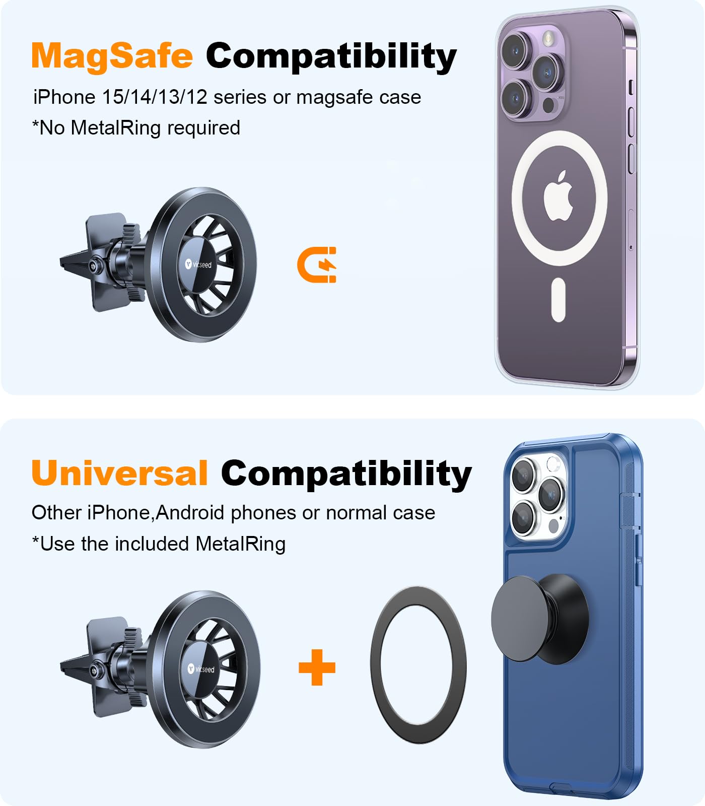 VICSEED MagSafe Car Mount: Strong Magnetic Holder for Hands-Free Phone Use - CarsBling - Best Car Gifts & Accessories