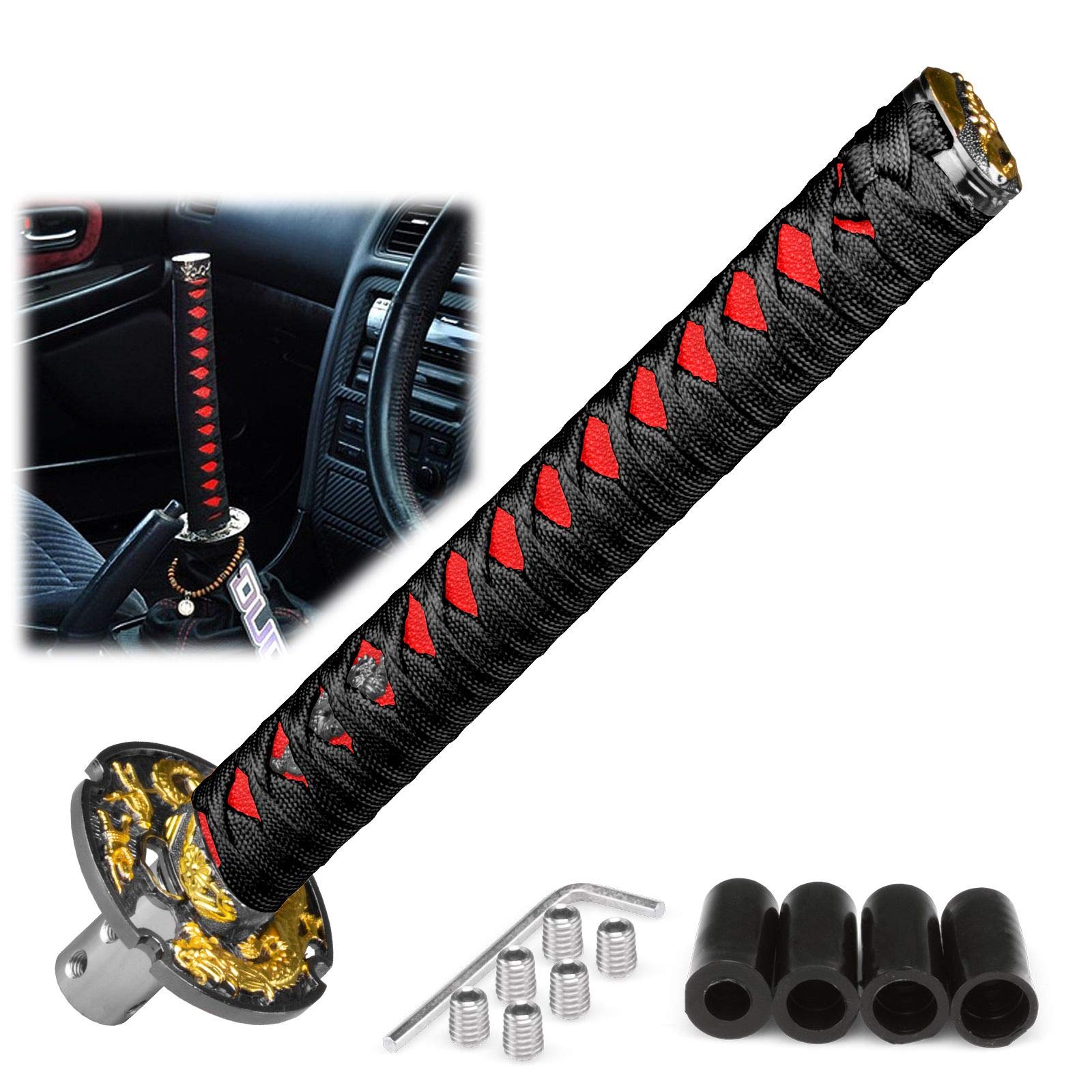 Black Red Shift Knob Samurai Sword Alloy Katana with Adapter - CarsBling - Best Car Gifts & Accessories