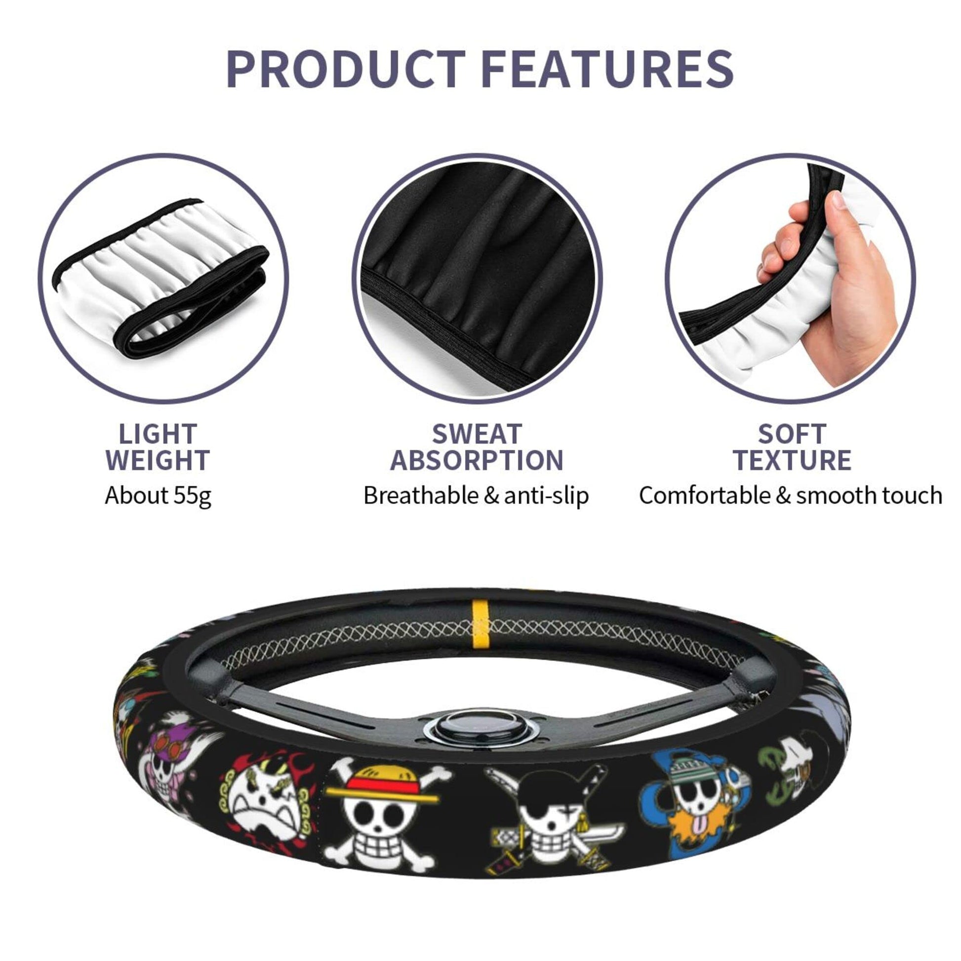 Anime Steering Wheel Cover with Car Air Freshener - CarsBling - Best Car Gifts & Accessories