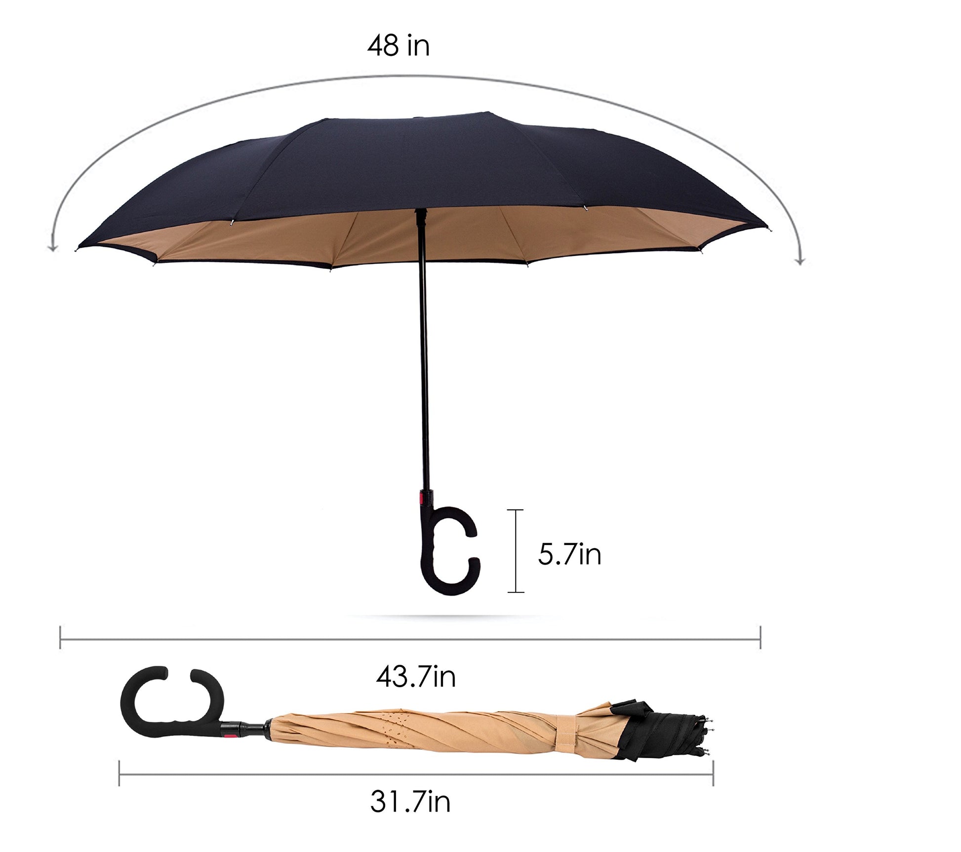 Reverse Inverted Inside Out Umbrella - Upside Down UV Sun Protection Windproof Brella - CarsBling - Best Car Gifts & Accessories